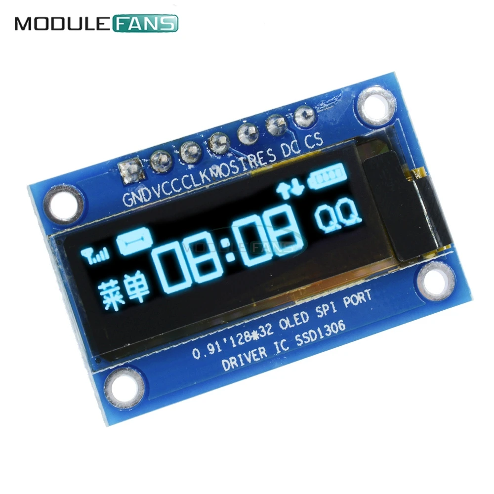 

0.91 Inch SPI 128x32 Blue Digital OLED LCD Display DIY Module SSD1306 Driver IC DC 3.3V-5V For Arduino PIC Board Diy