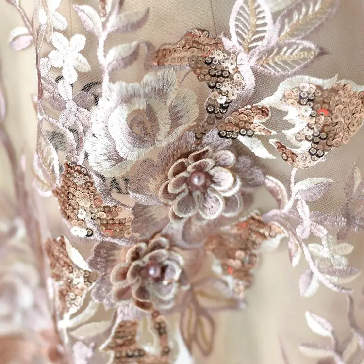 Большой трехмерный вышитый бисером кружевной ткани свадебное платье DIY материал украшения одежды аксессуары 1 шт