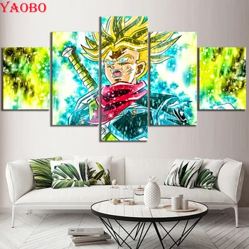 

5 Pieces Dragon Ball Goku Diamond embroidery Cross stitch DIY 5D Diamond painting full square round mosaic diamonds with picture