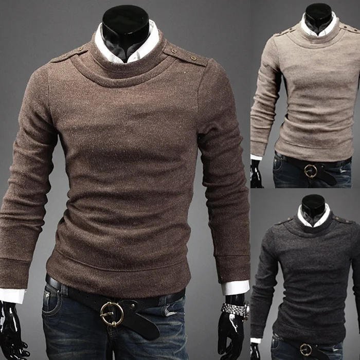 ZOGAA деловой повседневный мужской пуловер с круглым вырезом, теплый вязаный свитер, мужские тонкие свитера с круглым вырезом