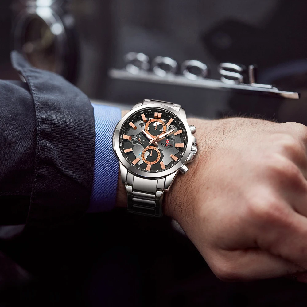

KADEMAN Luxury World Map Men Watch 2019 Top Brand Waterproof Full Steel Business Casual Wristwatches Automatic Relogio Masculino