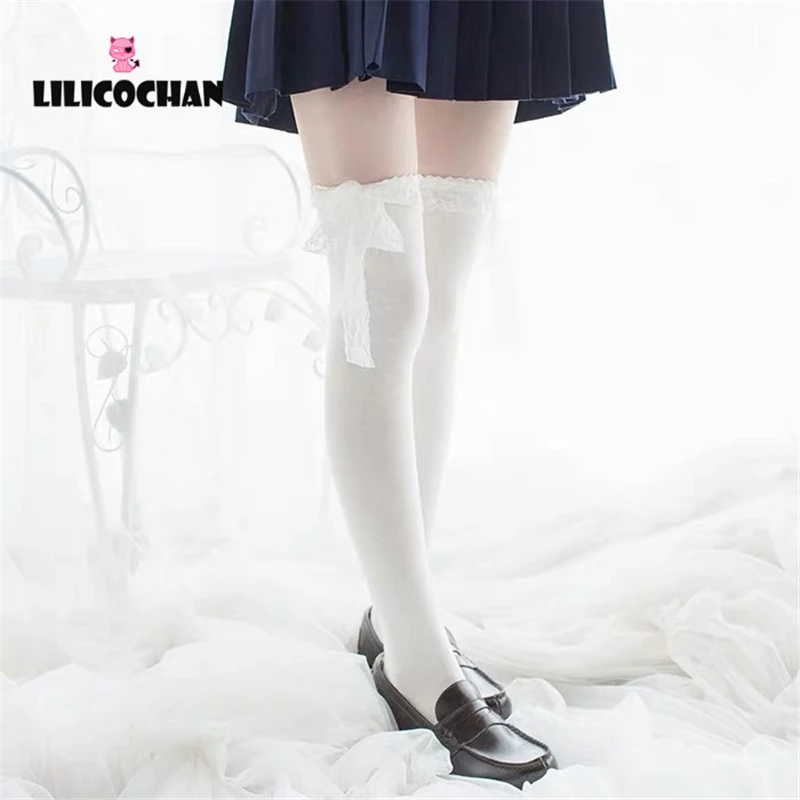 LILICOCHAN Womens Anime Cosplay Lolita Maid Girls Lace Top Thigh High Socks Over Knee Leg Warmer Leggings Sexy Cotton Stocking Accessories -Zentai shop online