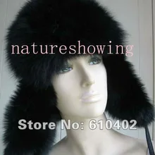 / /женская реального меха лисы шляпы/Шапки полностью ручной работы(черный) 4
