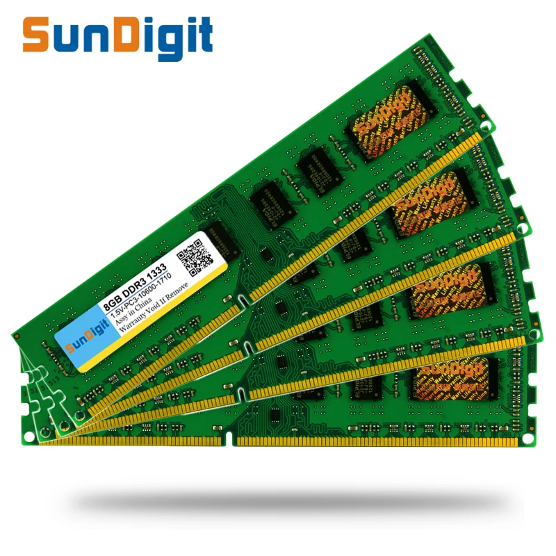 Высококачественная память SunDigit Ram DDR3 1333 МГц 8 ГБ 4 ГБ 2 ГБ для рабочего стола Memoria 1,5 в PC3-10600 4 Гб Совместимость с DDR 3 1066 МГц