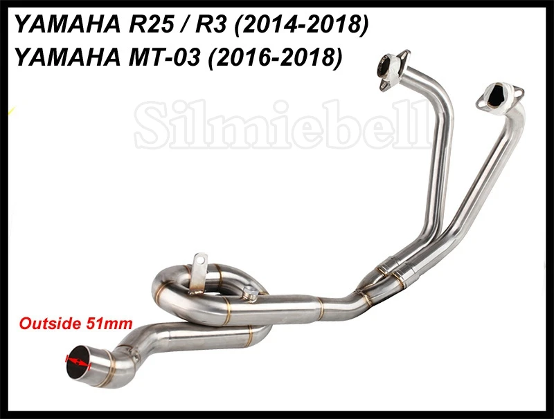 MT03 глушитель Escape Moto полная выхлопная система изогнутая труба для Yamaha MT 03 YZF R3 R25 без шнуровки Akrapovic мотоцикл Выхлопная