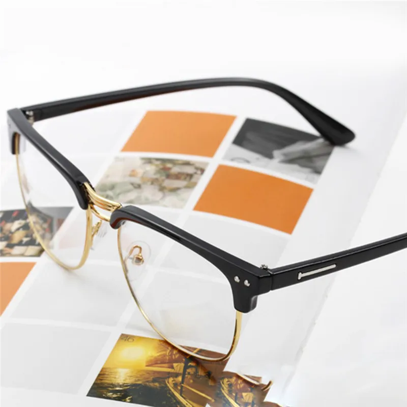 Модные Винтаж поддельные близорукость очки для мужчин женщин ясно солнцезащитные очки кадров прозрачный Nerd оптические очки - Цвет оправы: 4