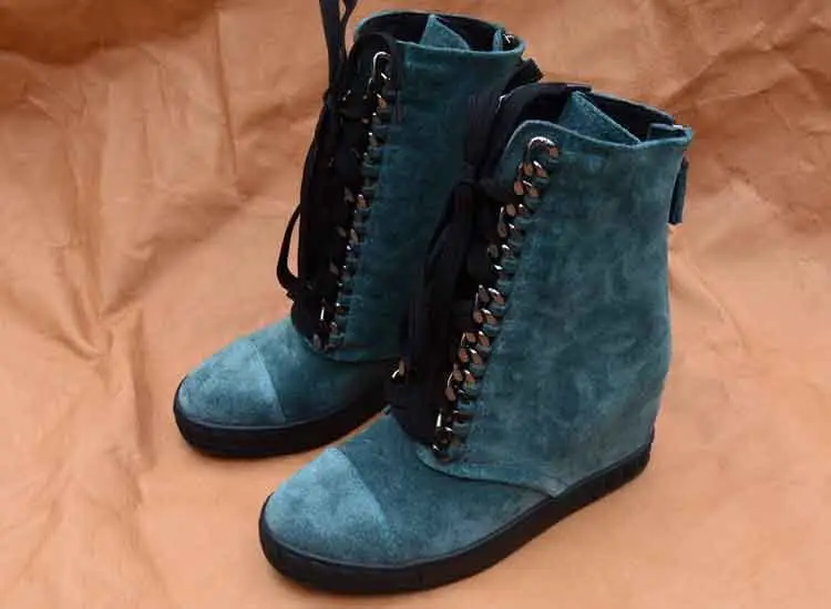 Negro Moto Cm Tobillo Para Zapatos Decoración Mujeres Botas Invierno azul Mujer La Cadena Las Altura Hasta 8 De Cuña qaHT4Bqw