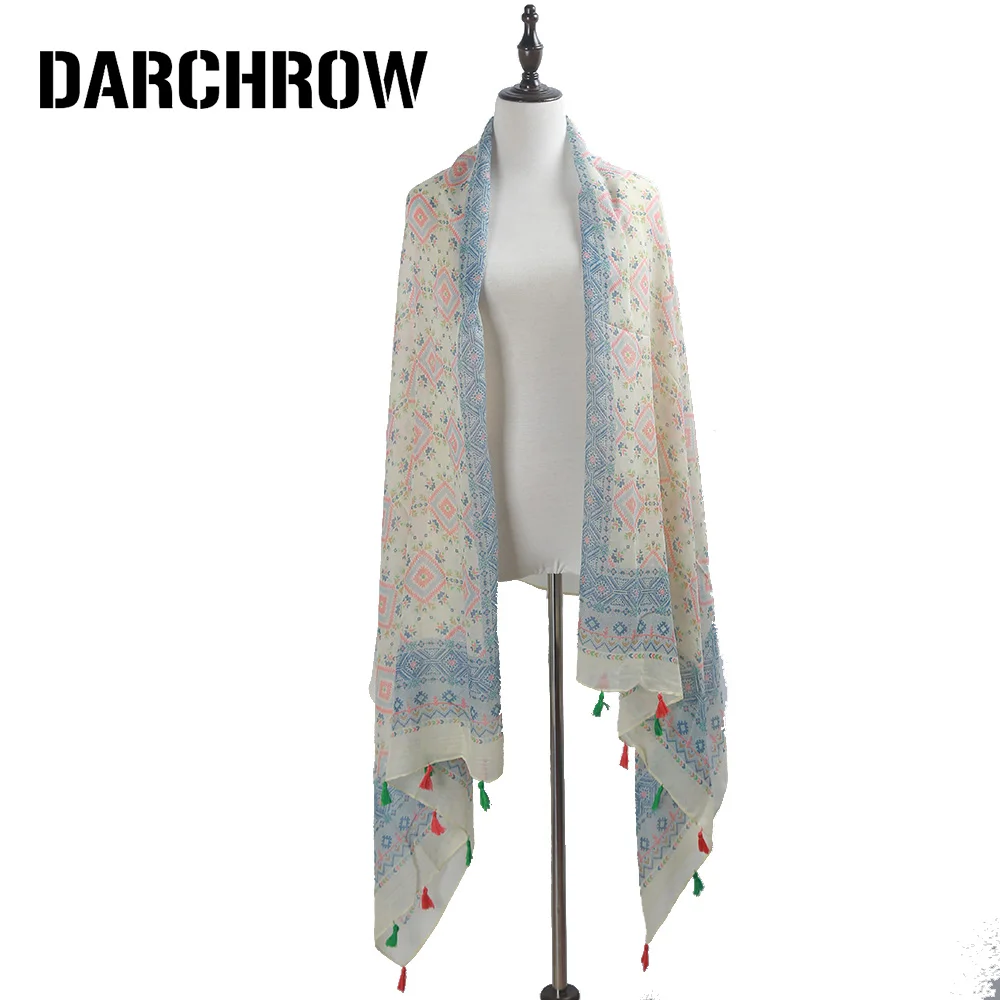 DARCHROW 2018 Bohemian Luxury Brand Women Silk Scarf Beach Shawl