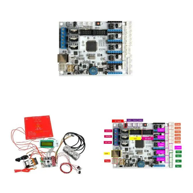 

3D Printer Motherboard Kit GT2560 Controller Board + LCD 2004 + 5 Pcs DRV8825 Driver Q99 SL@88