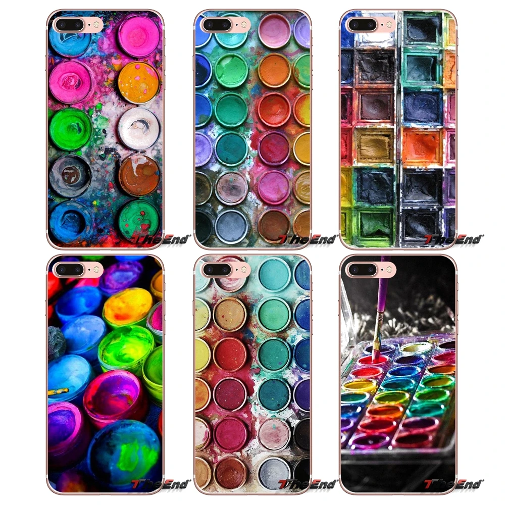 

Watercolor Set Paint Box Pastel Soft Case For iPhone X 4 4S 5 5S 5C SE 6 6S 7 8 Plus Samsung Galaxy J1 J3 J5 J7 A3 A5 2016 2017