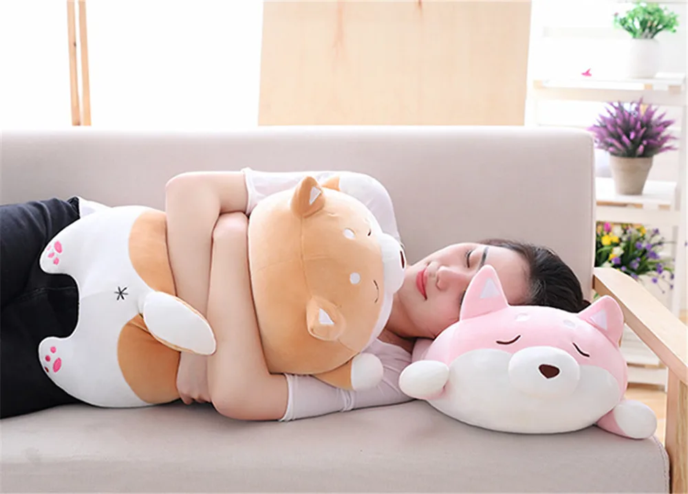 Fancytrader Giant Lying Animal Akita Plush Toy Pillow Stuffed Cartoon Anime Shiba Inu Dog Doll   58cm Present for Children12