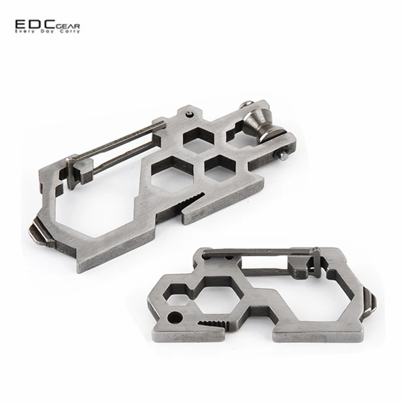 Outdoor Sport EDC Multi Werkzeug Riemenscheibe System Edelstahl Karabiner Opener