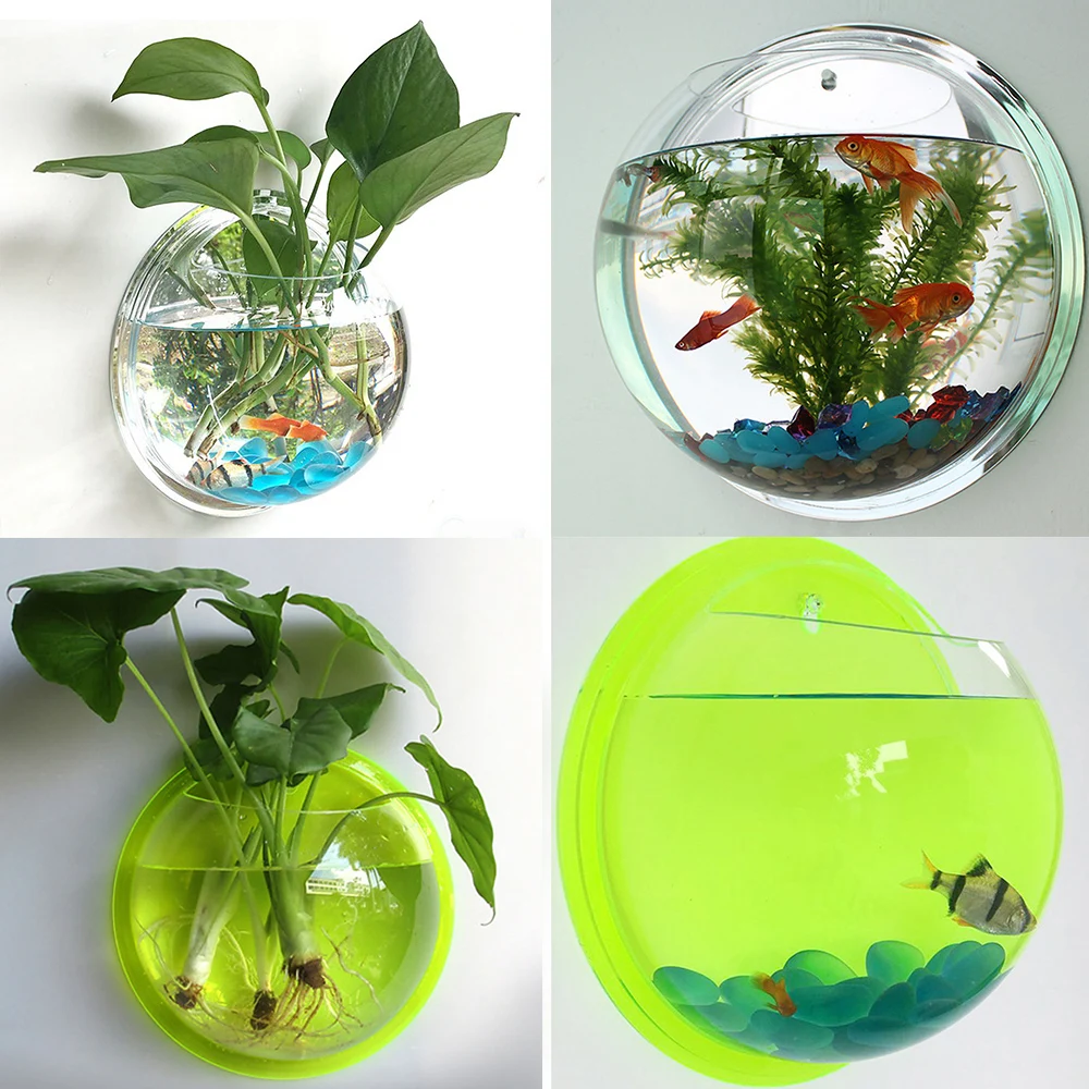 Прозрачный/зеркало рыбы Книги по искусству творческий настенный завод Пузырь аквариум украшения дома зеркало рыбы в аквариуме