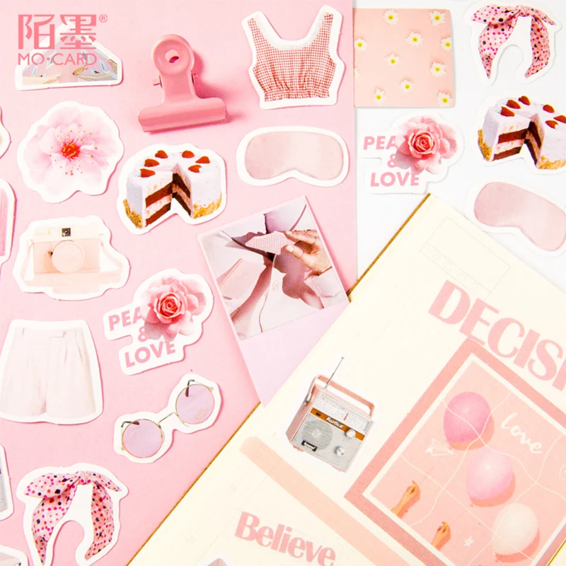 

46 pcs/lot Pink Teenage girl life paper sticker decoration stickers DIY ablum diary scrapbooking label sticker