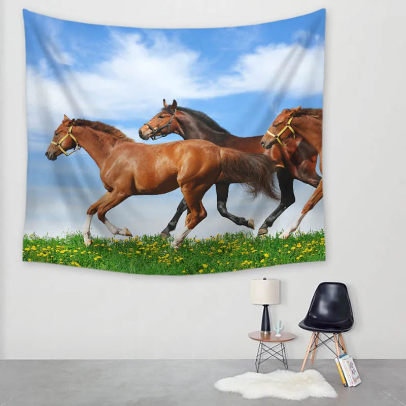

Home Decorative Tapestry Running Horse Printed Decorative Mandala Tapestry Wall Carpet Hippie Wall Hanging