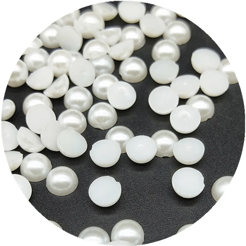 

6mm 200pcs/lot Cheap Beads Fashion Acrylic White Semicircle ABS Imitation Pearl Beads Flat Scrapbook Jewelry Making Nail Art