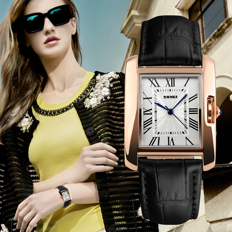 SKMEI Brand Elegant Retro Watches Women Fashion Luxury Quartz Watch Clock Woman Female Casual Leather Strap Women's Wristwatches 3