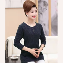 Женская Весенняя футболка среднего возраста, рубашка с длинными рукавами, весна, новая Женская Весенняя и осенняя рубашка PXOS30WL1807