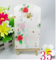 

2018 New Design Wholesale 50pcs/lot 9*15cm High Quality Small Beige Gift Packaging Bags With Rose Flower Favor Birthday Packing