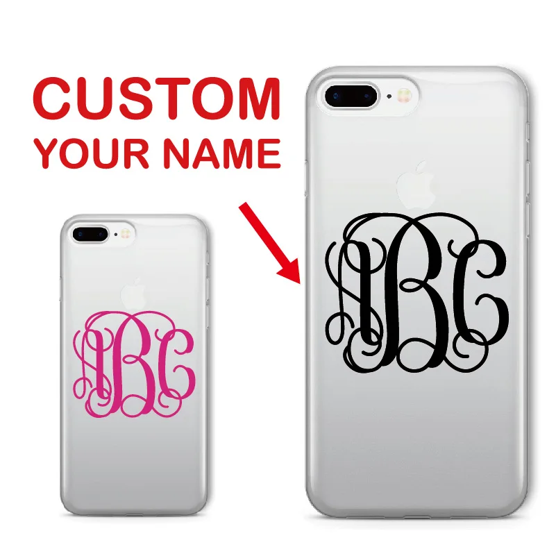 

TOMOCOMO For iPhone 6 6S XS Max 7 7Plus 8 8Plus 5 X SAMSUNG Monogram Initials Personalized Customize Name Text Soft Phone Case