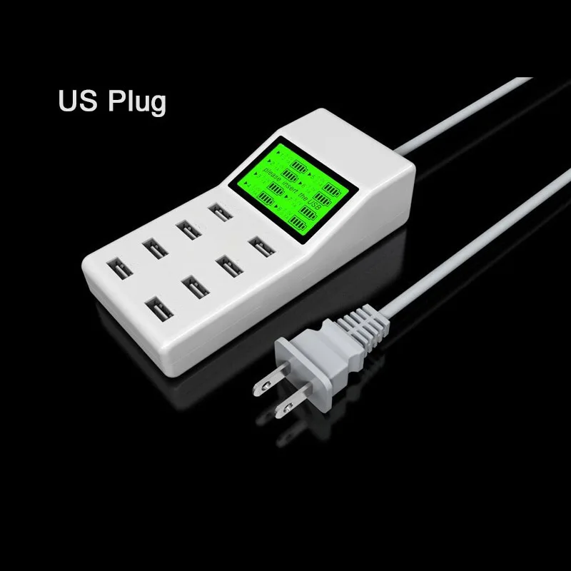 Адаптер питания с вилкой для ЕС Великобритании США быстрая зарядка 8 USB портов