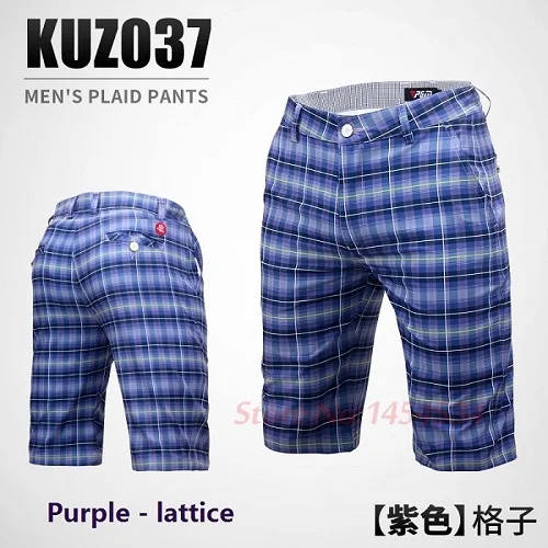 Мужские клетчатые короткие тонкие летние дышащие спортивные штаны Одежда для гольфа теннисные короткие бермуды De Marca Masculino для мужчин - Цвет: KUZ037 Purple