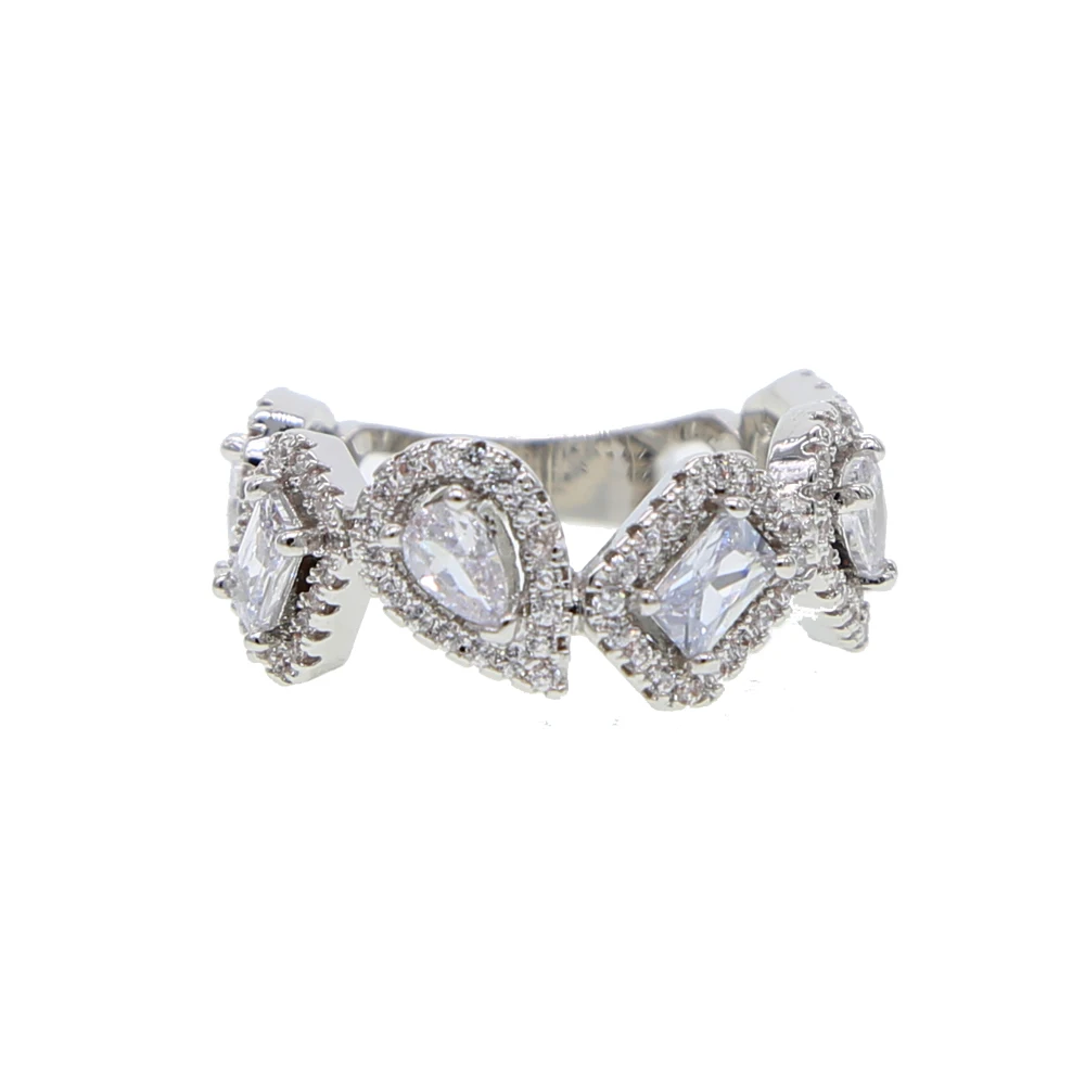 Багет фианит серебряного цвета широкое Помолвочное кольцо для женщин США Прямая женские ювелирные изделия
