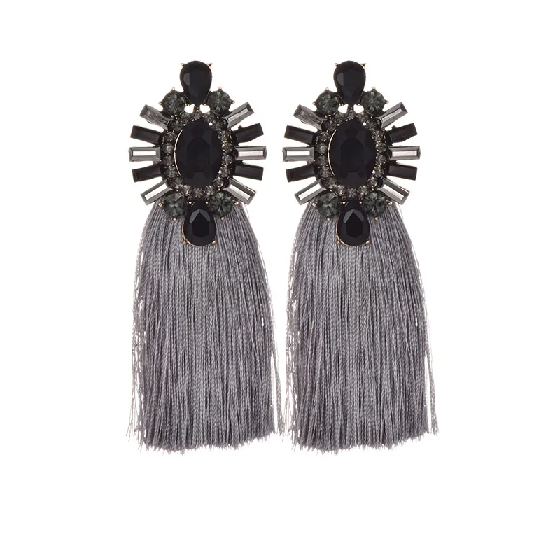 22 Colors Blue Long Tassel Earrings For Women Vintage Crystal Drop Earrings For Wedding Fashion Statement Jewelry