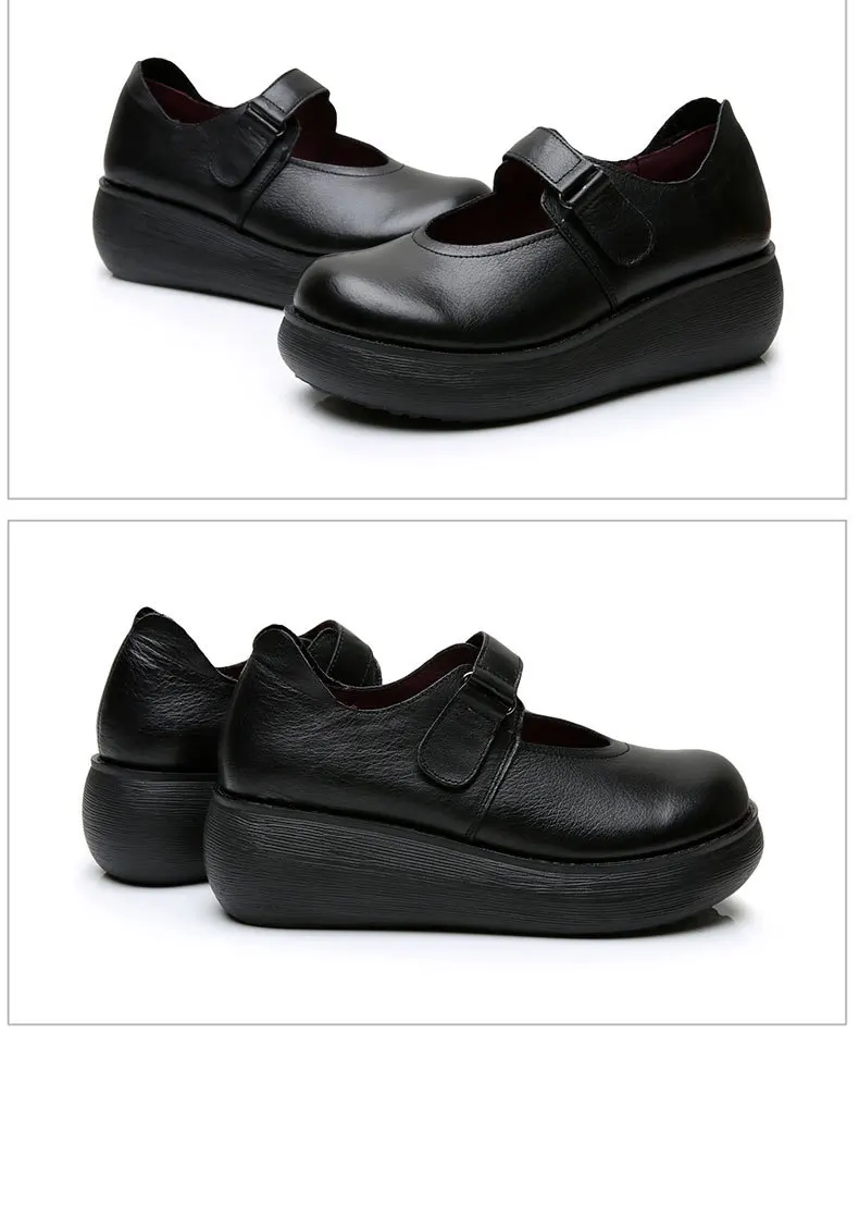 GKTINOO/Женская обувь на платформе ручной работы; женская обувь из натуральной кожи; женские мягкие удобные танкетки в винтажном стиле; дышащие туфли-лодочки