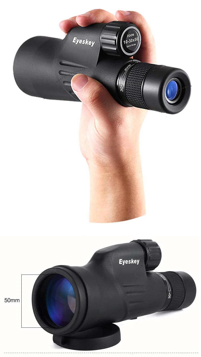 Eyeskey HD монокулярный телескоп 10-30x50 зум высокой мощности туризма Снайпер BAK4 водонепроницаемый бинокль LLL ночного видения для охоты