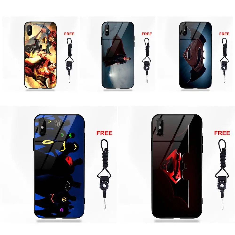 Drawing Soft TPU Frame Tempered Glass Justice League Man