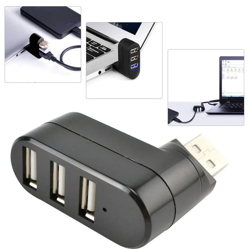 Rotatable High Speed 3 Ports USB HUB 2.0 USB Splitter Adapter for Notebook/Tablet Computer PC Peripherals High Quality Usb Hub