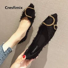 Cresfimix Zapatos планы Для женщин модные комфортные флоковые обувь на плоской подошке Женская острый носок красные пикантные туфли на выход Женская Туфли без каблуков C5007