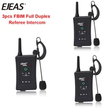 3pcs Latest EJEAS Brand FBIM Football Soccer Referee Motorcycle Bluetooth Intercom Full Duplex BT Referee Headset with FM Radio