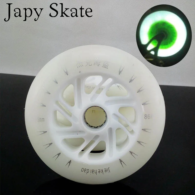 

Japy Skate LED Flash Speed Skate Wheel 6 Pcs/Lot 100% Original 86A 125mm White Speed Skating Wheels LED Light Free Shipping