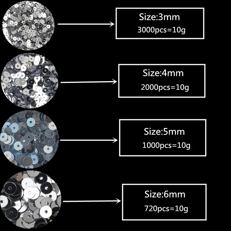 Assorted Flat Round PVC Sequins for Crafting and Decoration