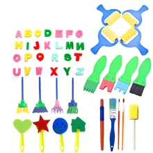 48 шт./компл. DIY Инструменты для рисования штампы игрушки Алфавит Письмо штамп губка кисточки комплект, принадлежности для живописи для детей рождественские подарки