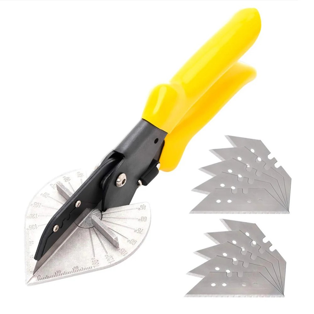 

Tool Steel PVC Multi Angle Miter Cutter Hand Shear Trim Tools 45-135° with 10 Spares Blade for Plumbers Electricians Carpenters