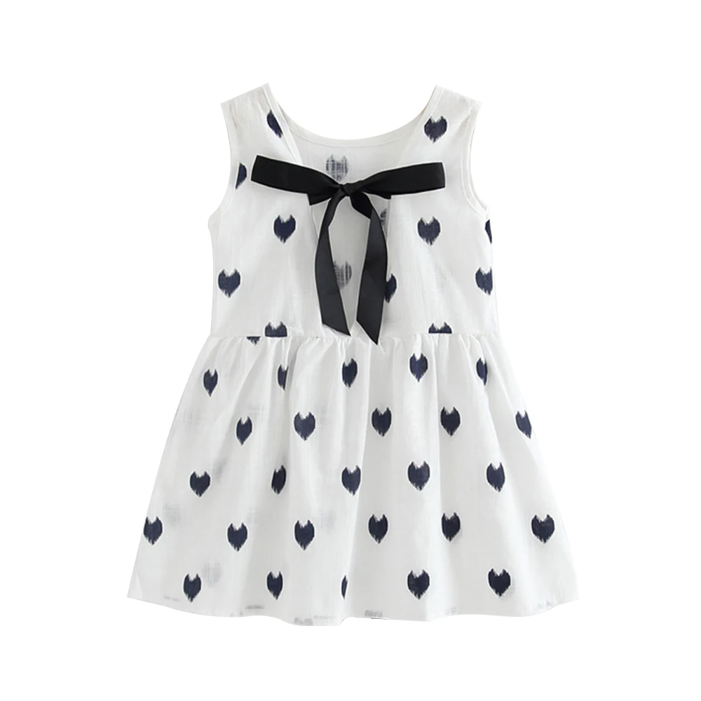 

Cute Print Kids Girl Dresses Baby Girls Clothes Summer Kids Dress For Girls Cotton Bow Decor Clothes A-Line Lovely Dress