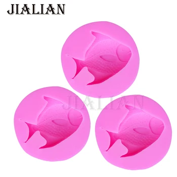 

1PCS 3D Fish Silicone Mold Fondant Cake Decorating Mould Kitchen Accessories soap molds baking mold T0856