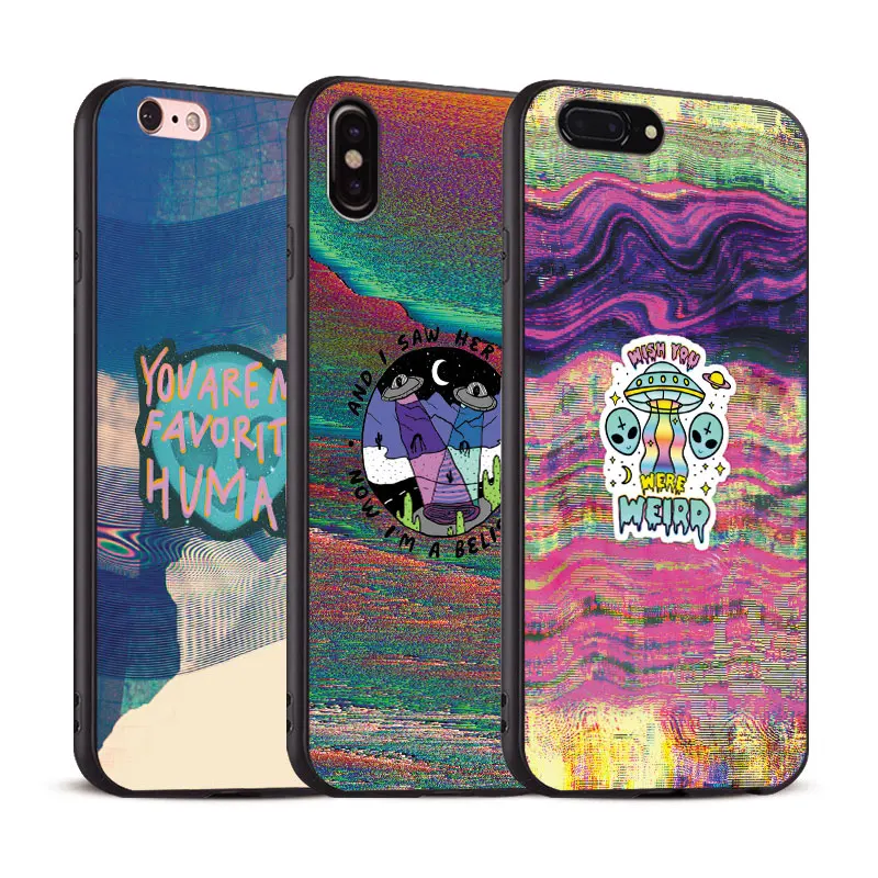 

Glitch Art Aliens fashion Coque TPU Soft Silicone Phone Case Cover Shell For Apple iPhone 5 5s Se 6 6s 7 8 Plus X XR XS MAX