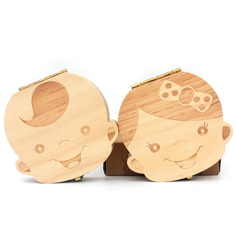 

Dental House Kids Teeth Box Organizer Lanugo Hair Save Box English Spanish French Italian Text Pine Wood Kids Souvenir Boy Girl