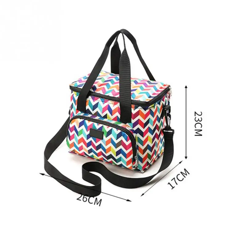 Oxford Double Layer Cooler Lunch Bag Printed Insulated Thermal Food Picnic Handbag