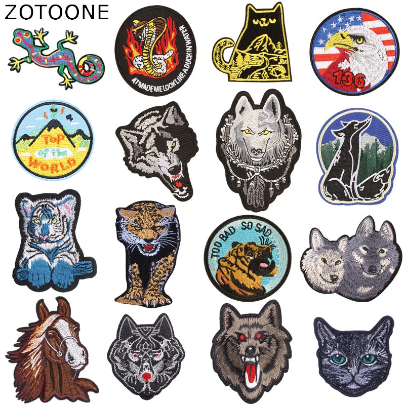 

ZOTOONE South Side Snake Wolf Tiger Iron on Patches for Clothes Stickers Embroidery DIY Cartoon Sew on Patches Applique Felt D