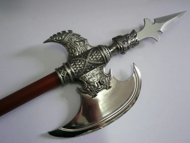 

S0157 EXORCIZING DEMON CONJAL POLEARM MOUNTAIN AXE AX SPEAR TIP METAL HANDLE 33"
