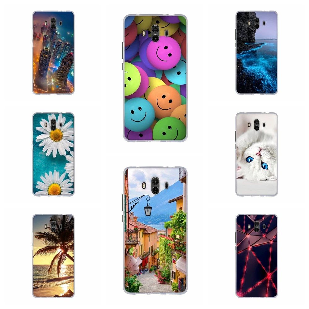 

Soft TPU Silicone Case For Huawei Mate 10 Cover Bumper Fundas For Huawei mate 10 L09 L29 AL00 Floral Pattern For Mate 10 Coque