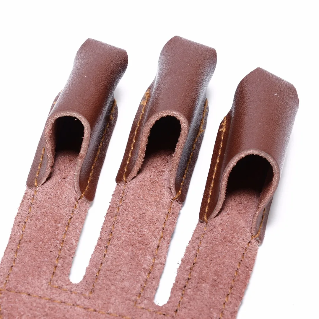 NEW Brown Archery 3 Finger Hand Protective Glove Leather Archery Arrow Bow Gloves for Hunting Shooting Training Protector