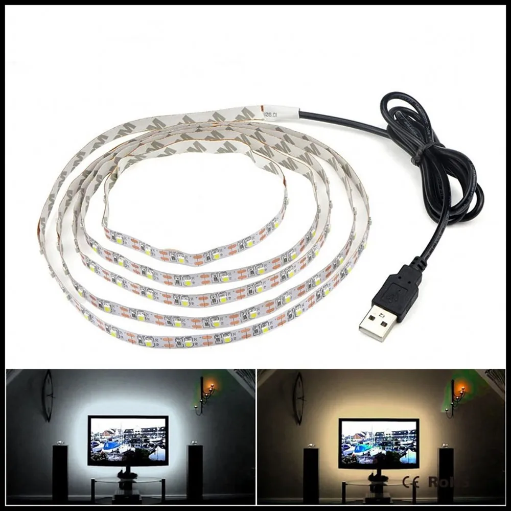 

DC 5V LED Strip 3Key 24key USB Cable Power Flexible Light Lamp 50CM 1M 2M 3M 4M 5M SMD 2835 Desk Screen Tape TV Background Light