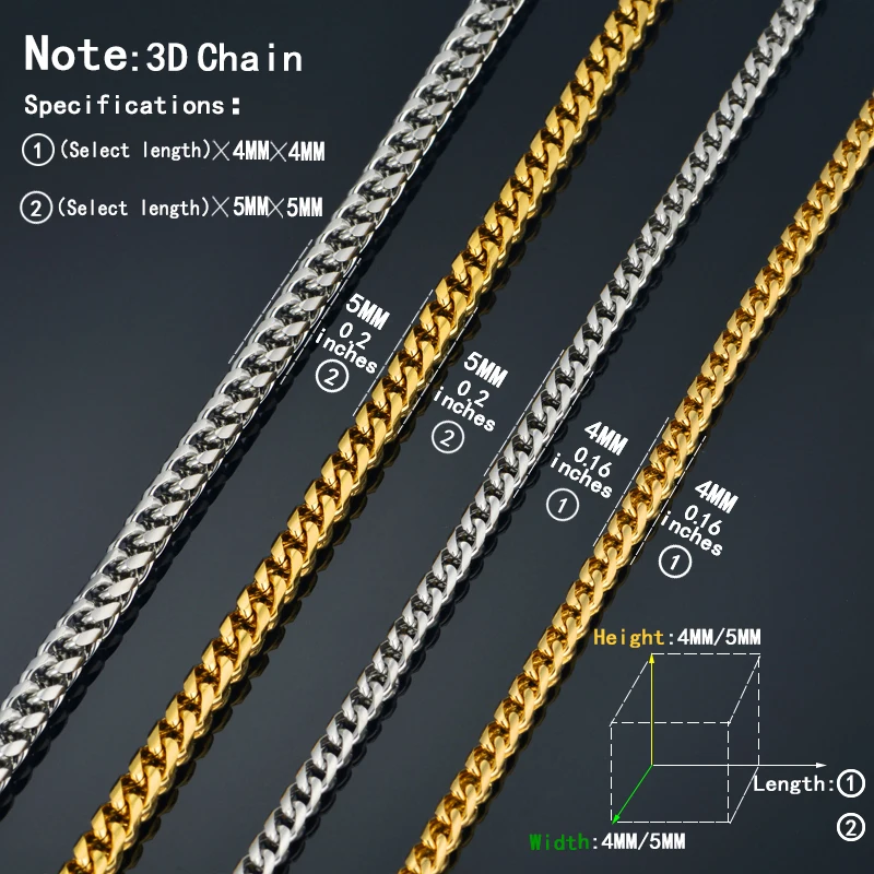 Длинные кубинские Соединенные цепи ожерелье для мужчин/женщин серебро/золото Цвет Нержавеющая сталь ожерелье s 4 мм/5 мм Collier Collares