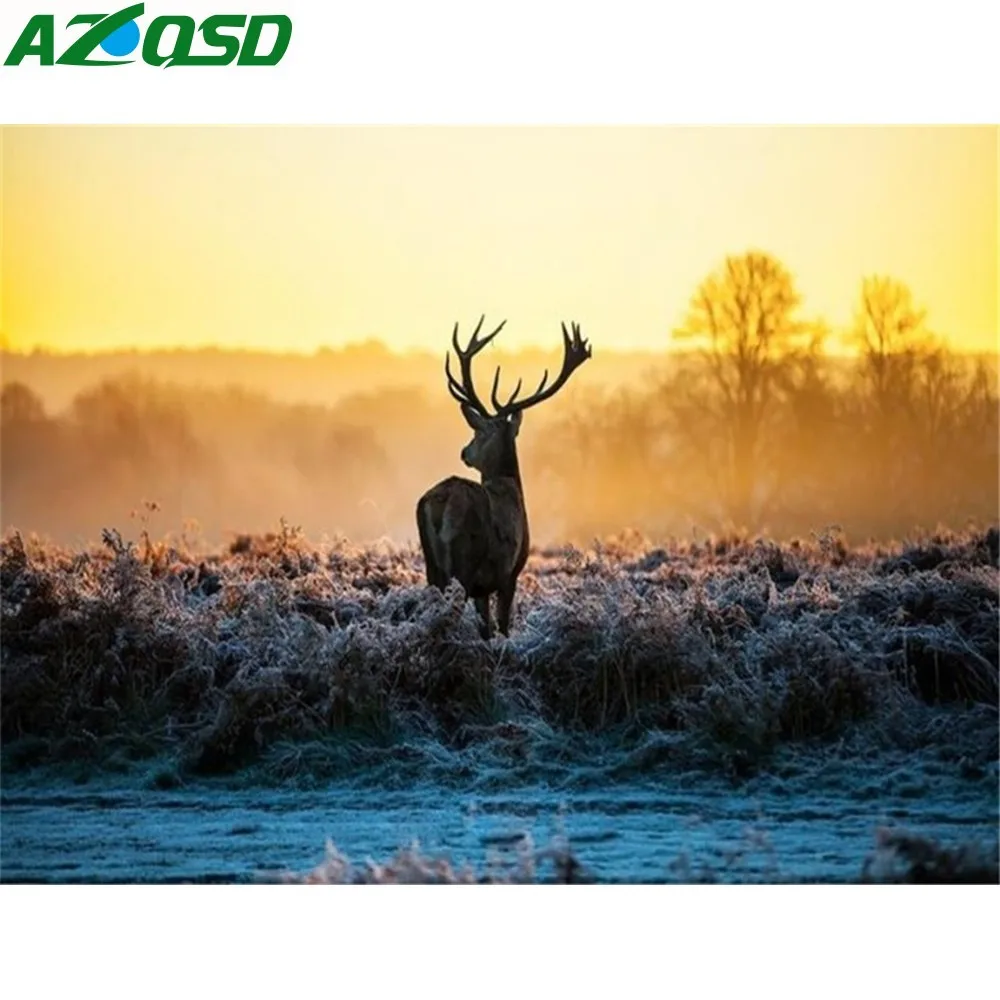 

AZQSD Diamond Painting Deer Full Square Gift Diamond Embroidery Home Decor Picture Of Rhinestones Wall Art Diamond Mosaic Animal